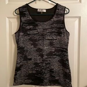 Kasper, Medium Black/Tan sleeveless blouse